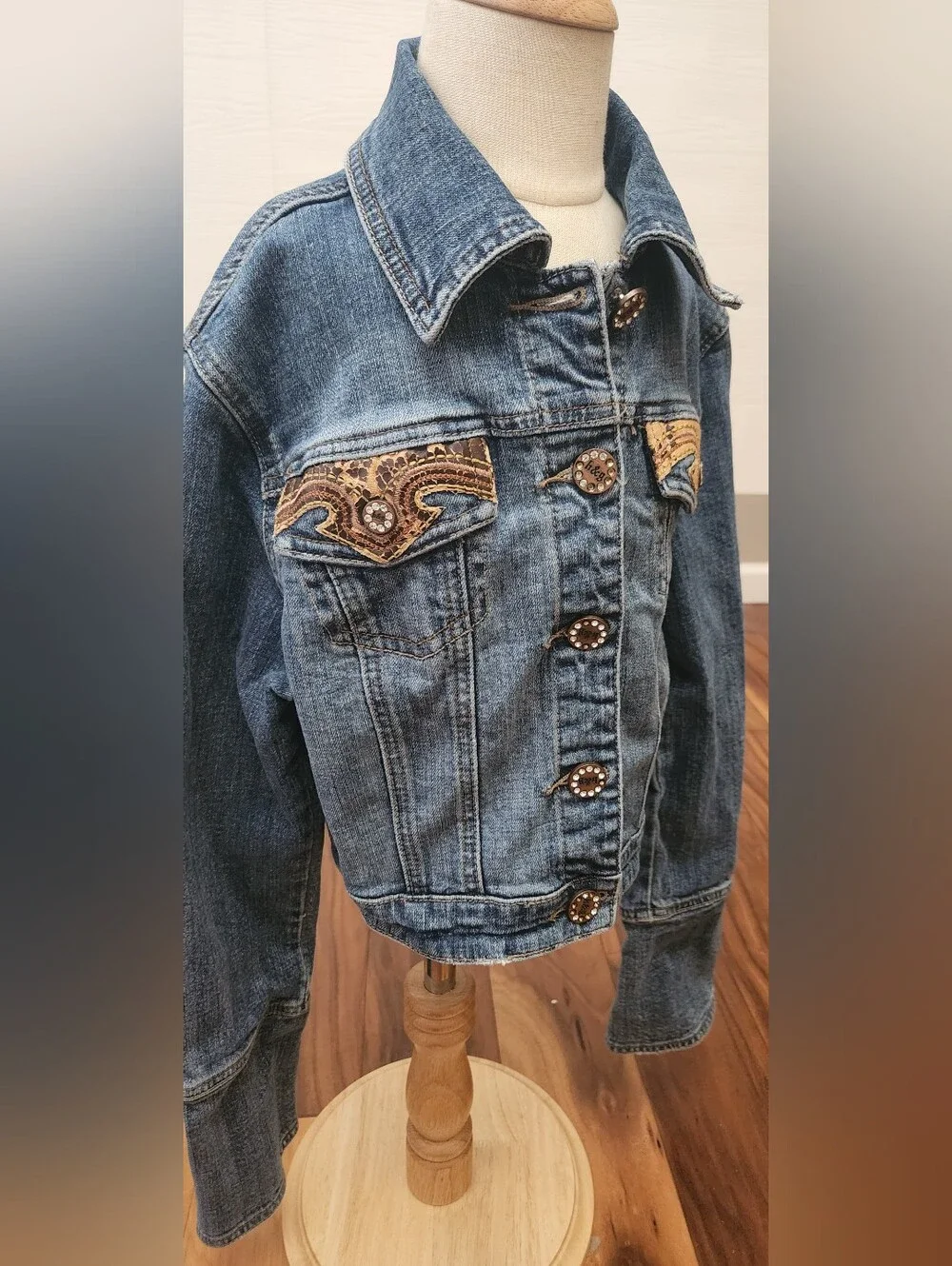 Vintage H&G Girls Western Embellished Denim Jacket Size S